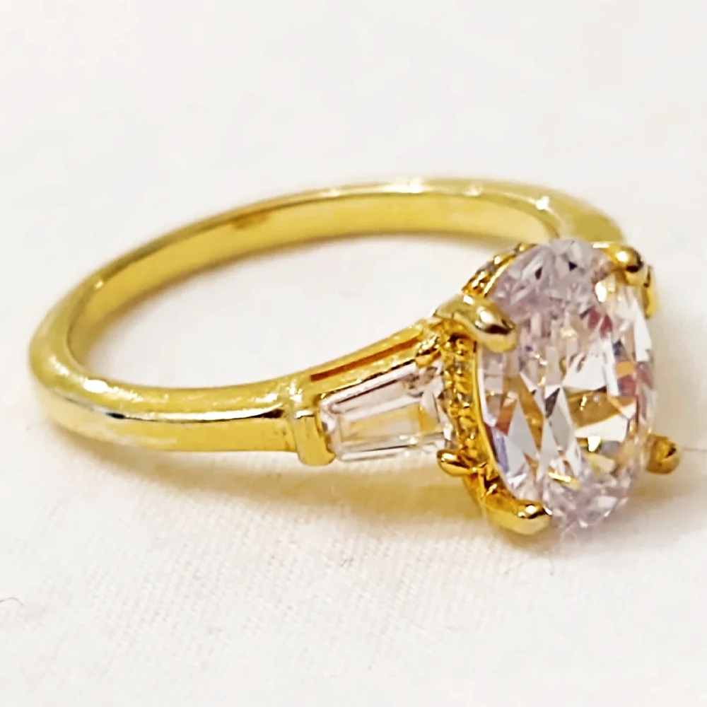 Vintage Gold over Sterling Silver Zirconia Ring- 6 - Picture 4 of 5